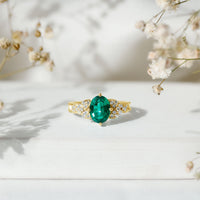 Designer Lab Grown Emerald Engagement Ring