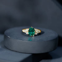 Designer Lab Grown Emerald Engagement Ring