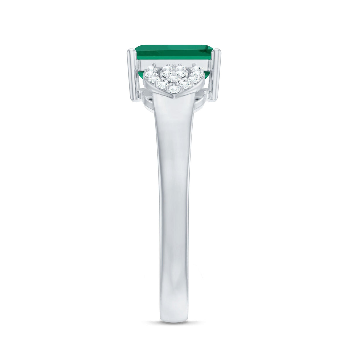 Lab Grown Emerald Designer Engagement Ring With Diamond