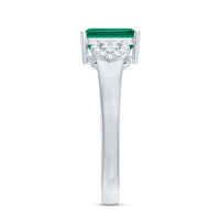 Lab Grown Emerald Designer Engagement Ring With Diamond