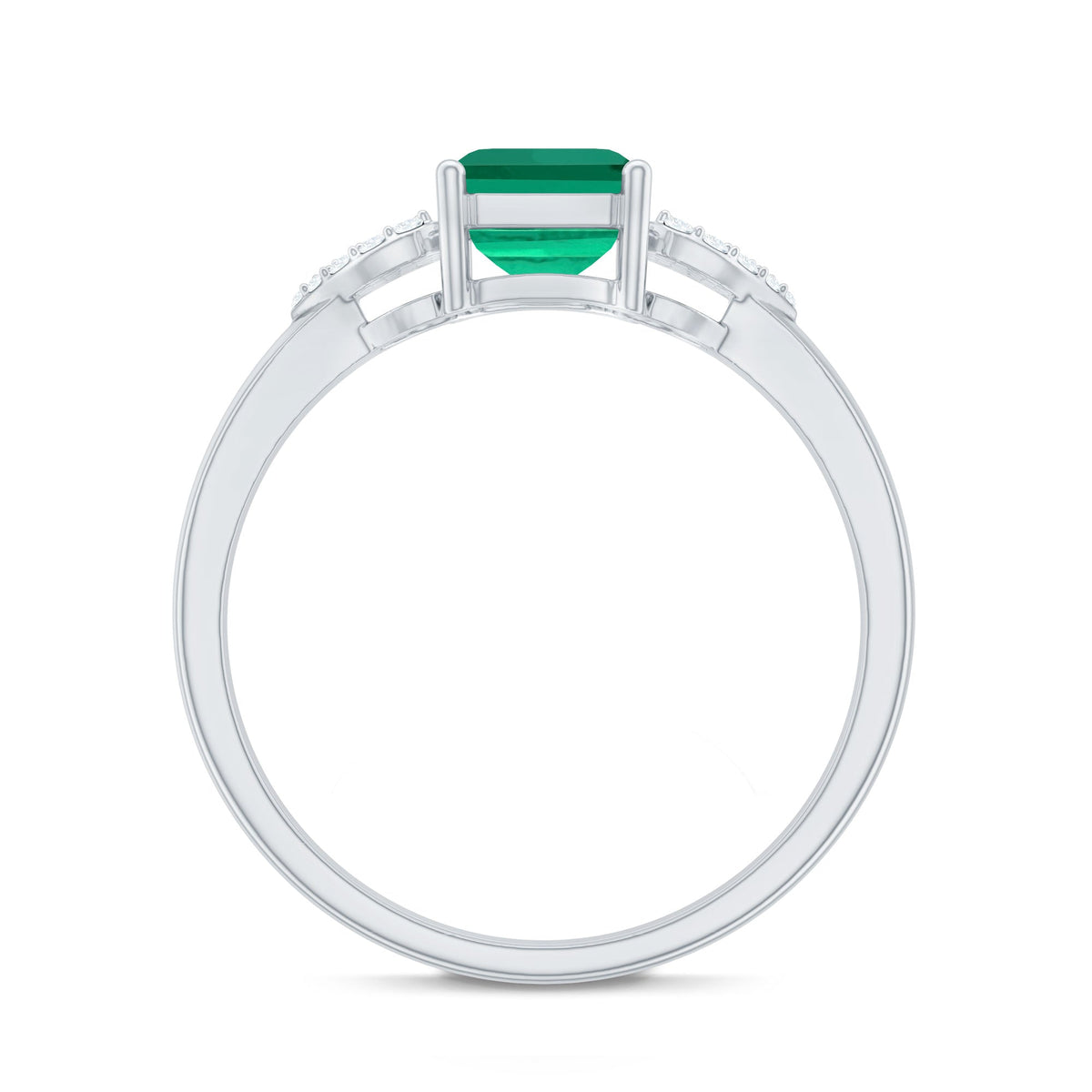 Lab Grown Emerald Designer Engagement Ring With Diamond