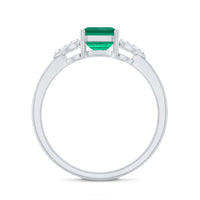 Lab Grown Emerald Designer Engagement Ring With Diamond