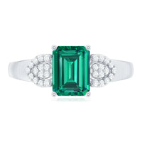 Lab Grown Emerald Designer Engagement Ring With Diamond