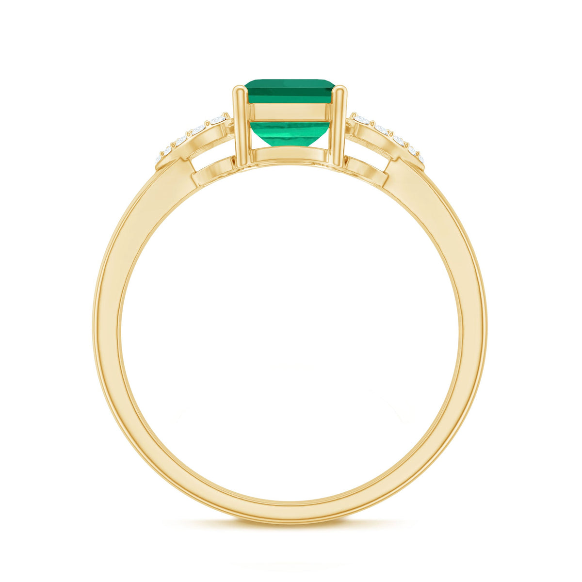 Lab Grown Emerald Designer Engagement Ring With Diamond