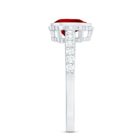 Bezel Set Lab Grown Ruby Teardrop Engagement Ring