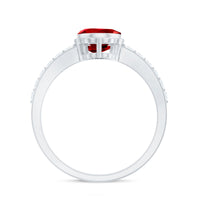 Bezel Set Lab Grown Ruby Teardrop Engagement Ring