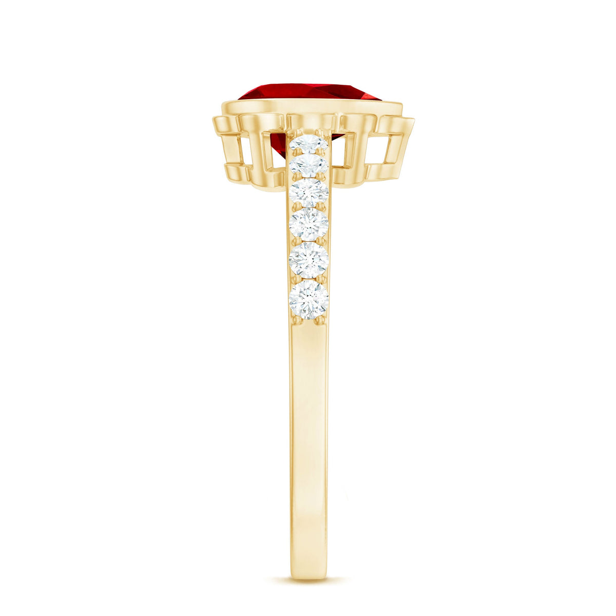 Bezel Set Lab Grown Ruby Teardrop Engagement Ring