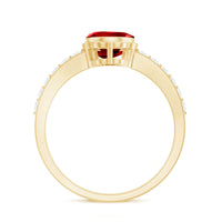 Bezel Set Lab Grown Ruby Teardrop Engagement Ring