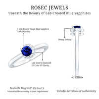 Certified Lab Grown Blue Sapphire Diamond Promise Ring for Women