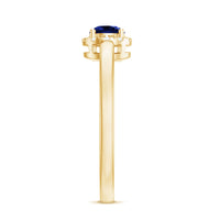 Certified Lab Grown Blue Sapphire Diamond Promise Ring for Women