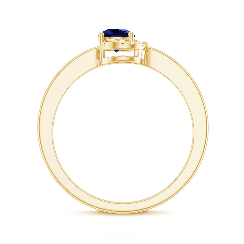 Lab grown blue sapphire diamond promise ring for women by Rosec Jewels, featuring a sparkling blue sapphire and diamond accents.