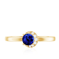 Certified Lab Grown Blue Sapphire Diamond Promise Ring for Women