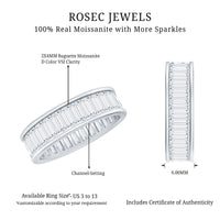 Baguette Cut Moissanite Wedding Band Channel Setting