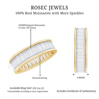 Baguette Cut Moissanite Wedding Band Channel Setting