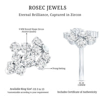 Certified Cubic Zirconia Cluster Engagement Ring in Silver