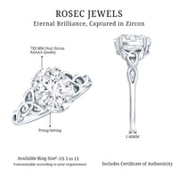 Certified 2 Carat Cubic Zirconia Oval Engagement Ring with Celtic Knot