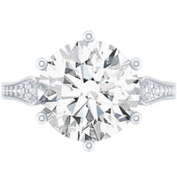 Certified 4.4 Carat Moissanite Round Engagement Ring in Silver