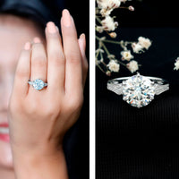 Certified 4.4 Carat Moissanite Round Engagement Ring in Silver