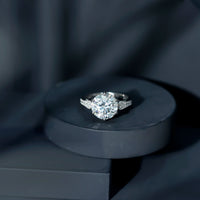 Certified 4.4 Carat Moissanite Round Engagement Ring in Silver