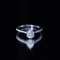 Certified Moissanite Pear Shape Engagement Ring with Side Stones