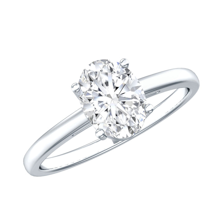 Certified 1.2 carat moissanite oval engagement ring in silver with a sparkling gemstone and sleek band, from Rosec Jewels.