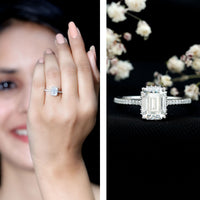 Certified 1.87 Carat Moissanite Emerald Cut Engagement Ring For Women