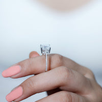 Certified 6X8 MM Moissanite Emerald Cut Engagement Ring