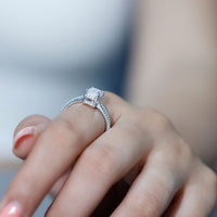 Certified 6X8 MM Moissanite Emerald Cut Engagement Ring