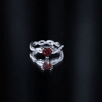 Real 1 Carat Garnet Heart Engagement Ring with Moissanite Braided Shank