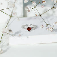Real 1 Carat Garnet Heart Engagement Ring with Moissanite Braided Shank