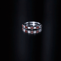 Marquise Cut Real Garnet Eternity Ring with Moissanite