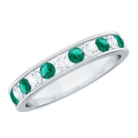 Certified Lab Grown Emerald Diamond Half Eternity Anniversary Band in Channel Setting