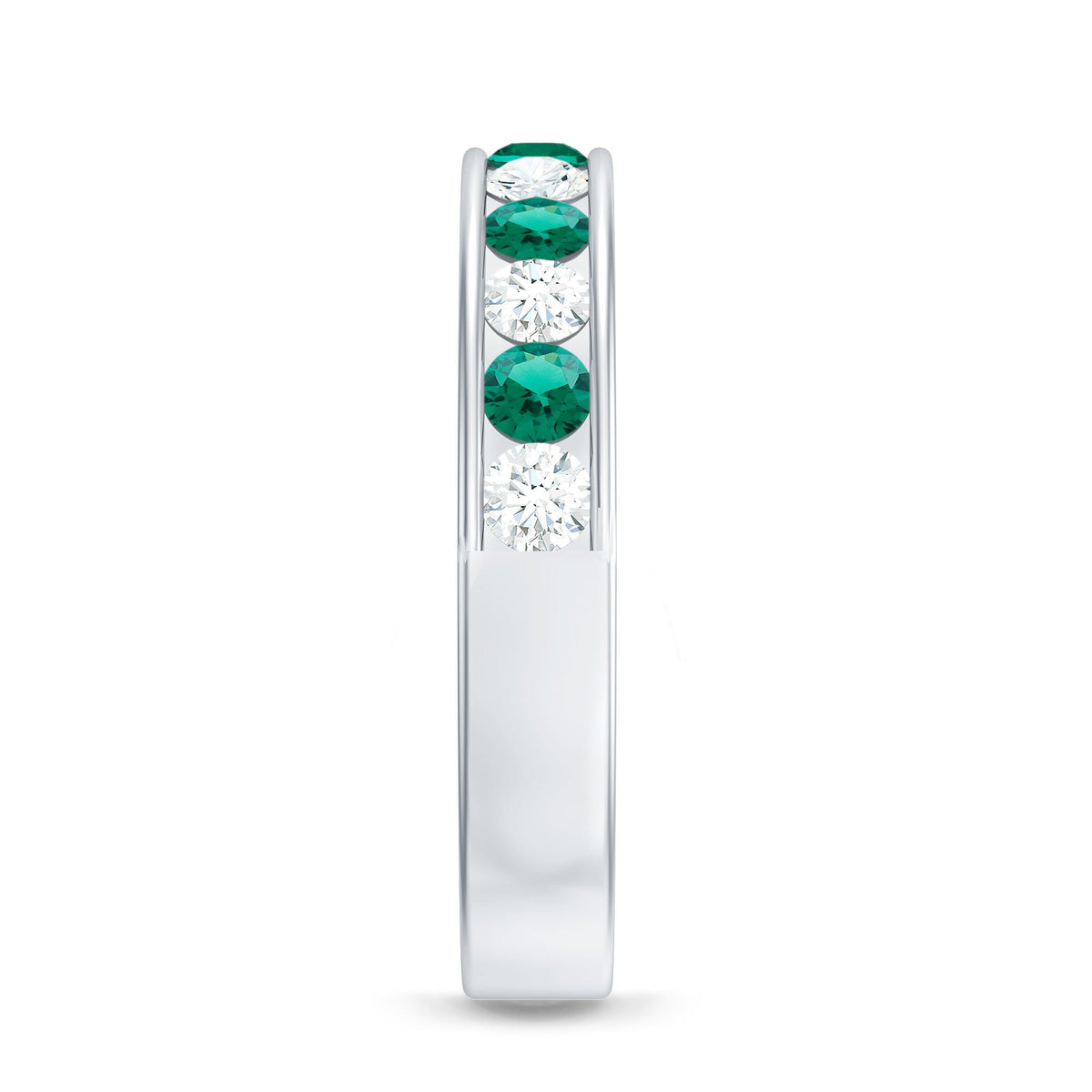 Certified Lab Grown Emerald Diamond Half Eternity Anniversary Band in Channel Setting