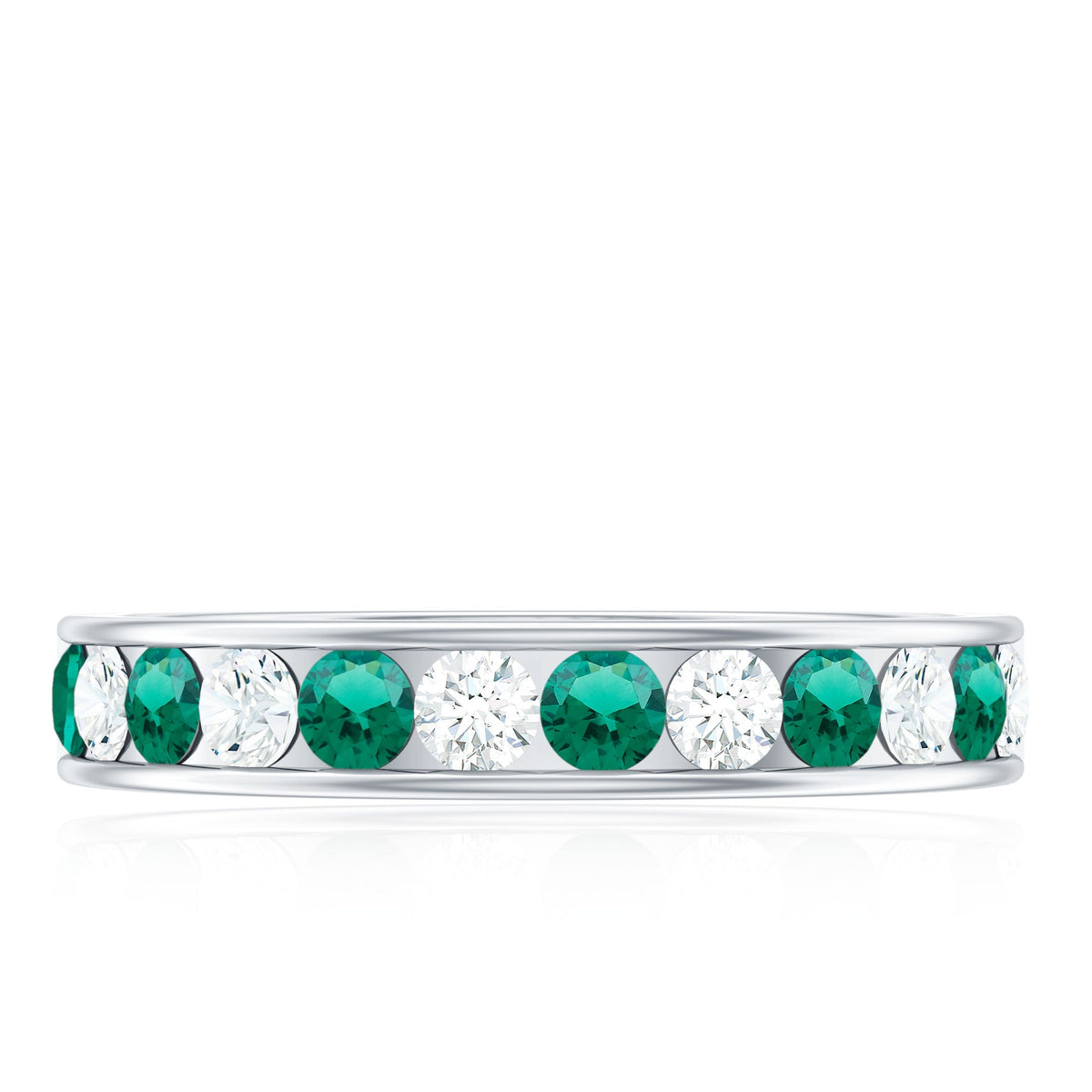 Certified Lab Grown Emerald Diamond Half Eternity Anniversary Band in Channel Setting