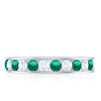 Certified Lab Grown Emerald Diamond Half Eternity Anniversary Band in Channel Setting