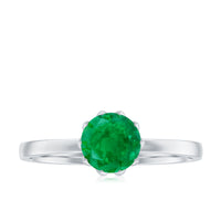 Natural Solitaire Emerald Promise Ring in Lotus Basket Setting