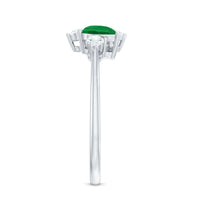 Natural Pear Shape Emerald Toi Et Moi Engagement Ring with Diamond