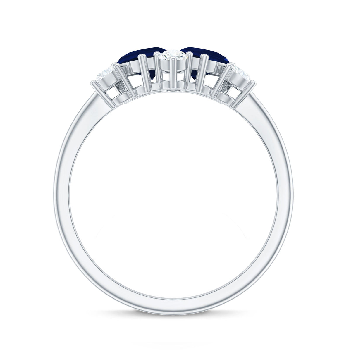 Genuine Blue Sapphire and Diamond Cluster Engagement Ring with Certificate
