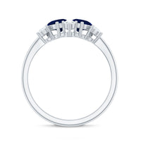 Genuine Blue Sapphire and Diamond Cluster Engagement Ring with Certificate
