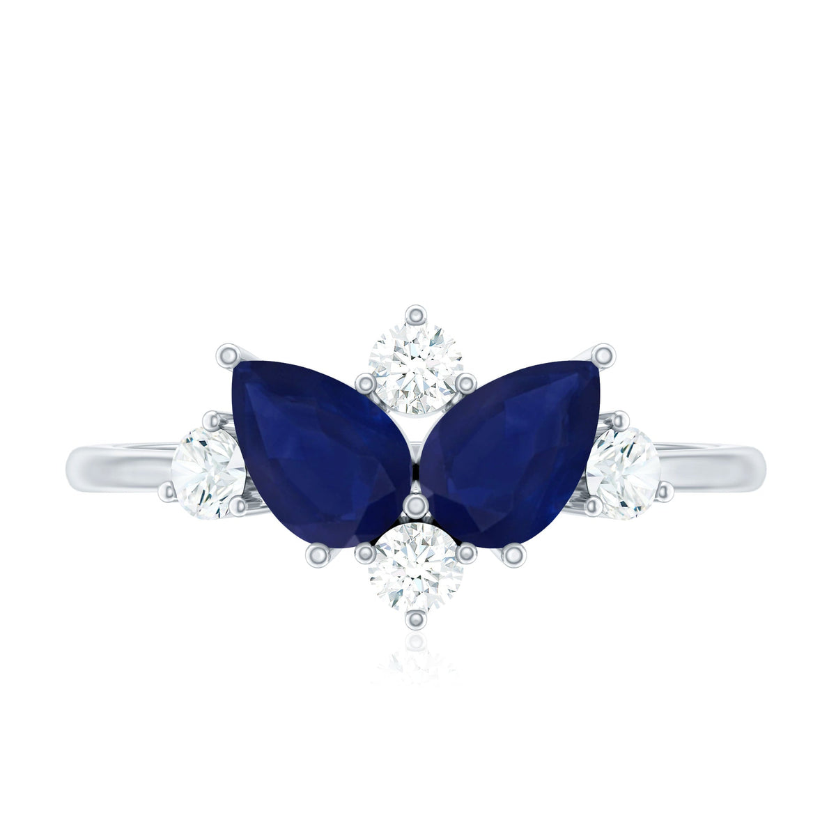 Genuine Blue Sapphire and Diamond Cluster Engagement Ring with Certificate