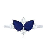 Genuine Blue Sapphire and Diamond Cluster Engagement Ring with Certificate