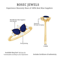 Genuine Blue Sapphire and Diamond Cluster Engagement Ring with Certificate
