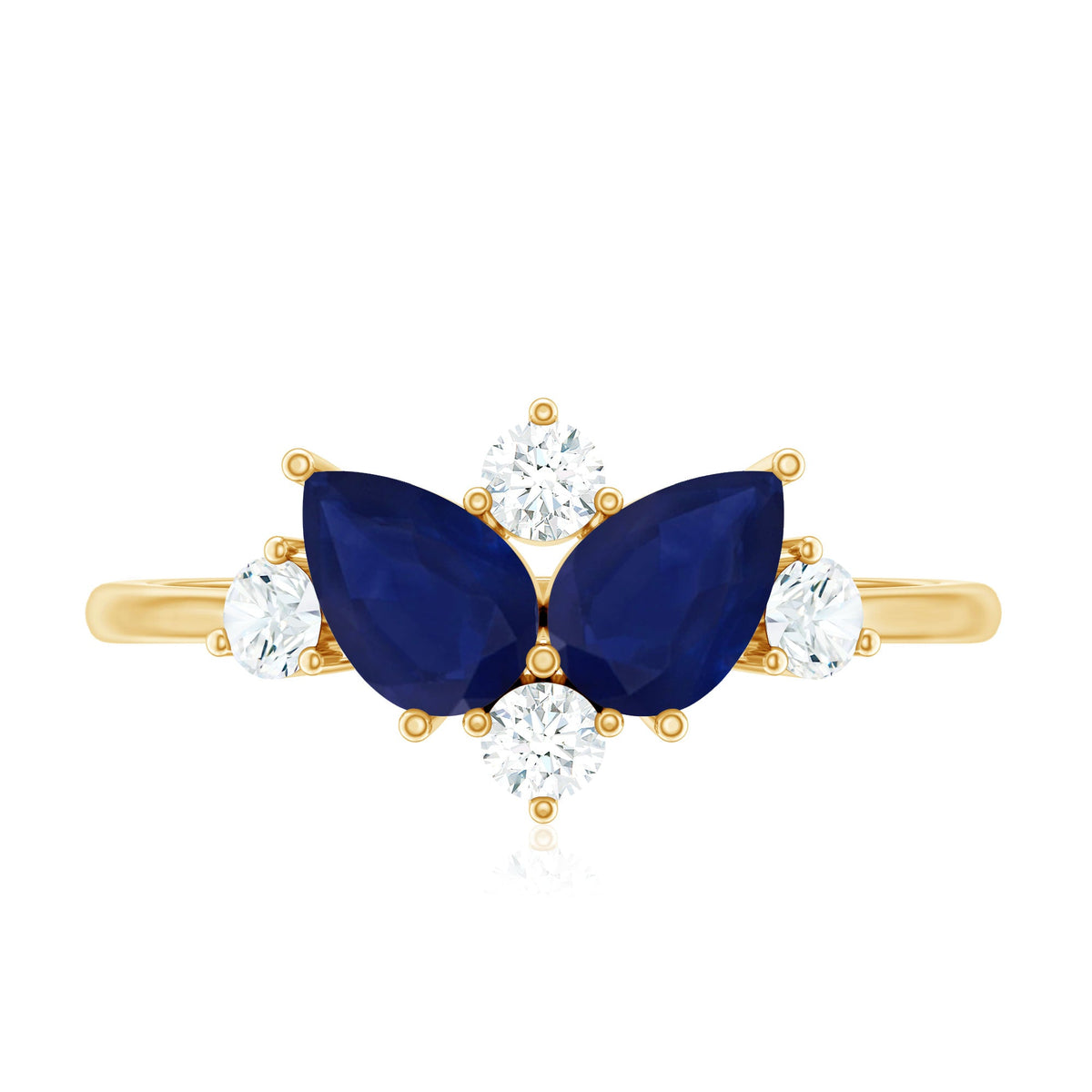 Genuine Blue Sapphire and Diamond Cluster Engagement Ring with Certificate