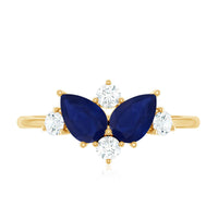 Genuine Blue Sapphire and Diamond Cluster Engagement Ring with Certificate