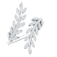 Certified Moissanite Leaf Wrap Ring for Women by Rosec Jewels, featuring a delicate leaf design with sparkling moissanite stones.