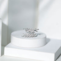Certified Moissanite leaf wrap ring for women by Rosec Jewels, featuring intricate leaf design in sterling silver.