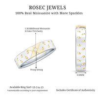 Two-tone cross wedding band with Moissanite gemstones, crafted by Rosec Jewels, featuring a stylish and elegant ring design.