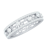 Certified Moissanite wedding band by Rosec Jewels, elegant ring with sparkling moissanite gemstones on a polished band.