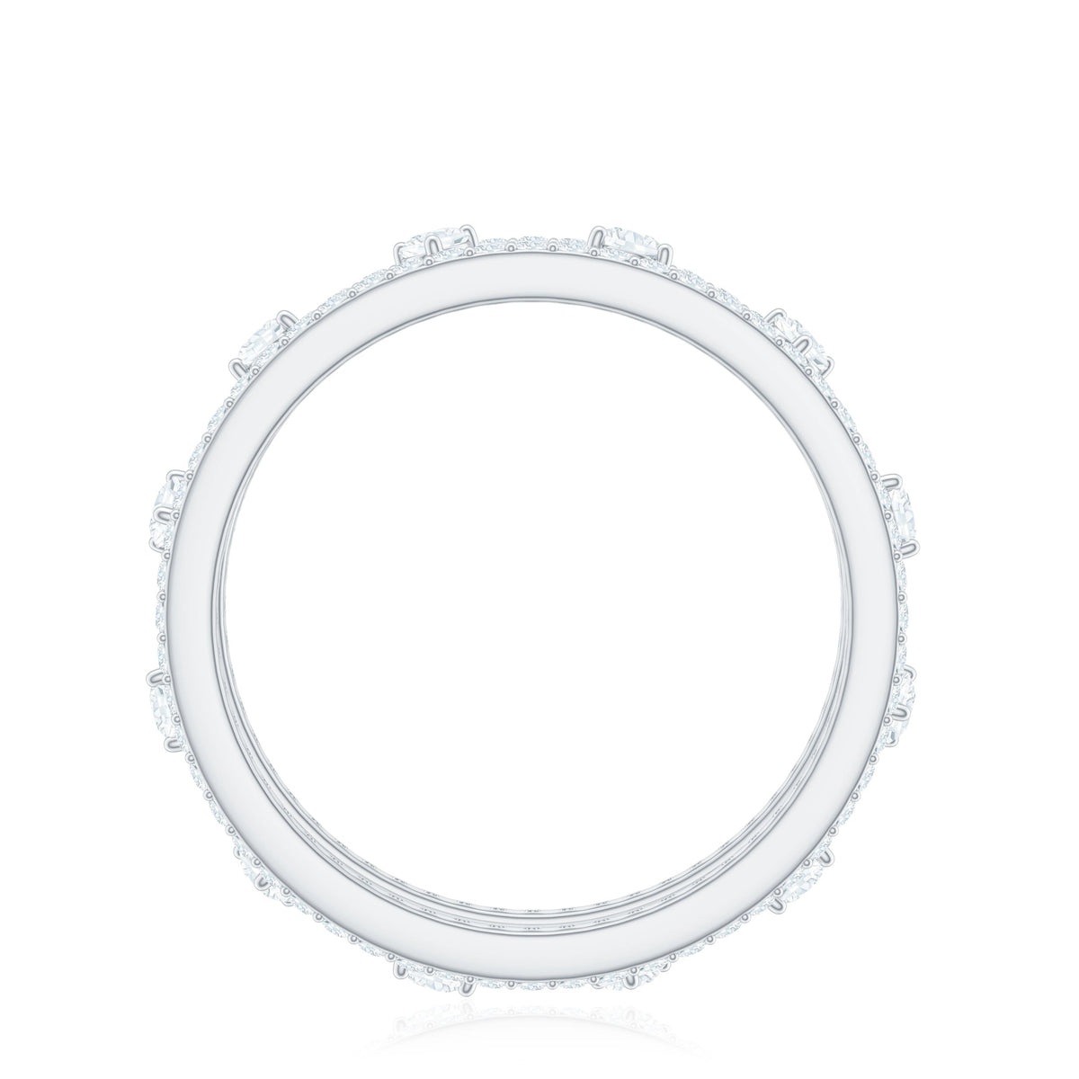 Certified Moissanite wedding band from Rosec Jewels featuring a sleek, polished design with sparkling moissanite stones.