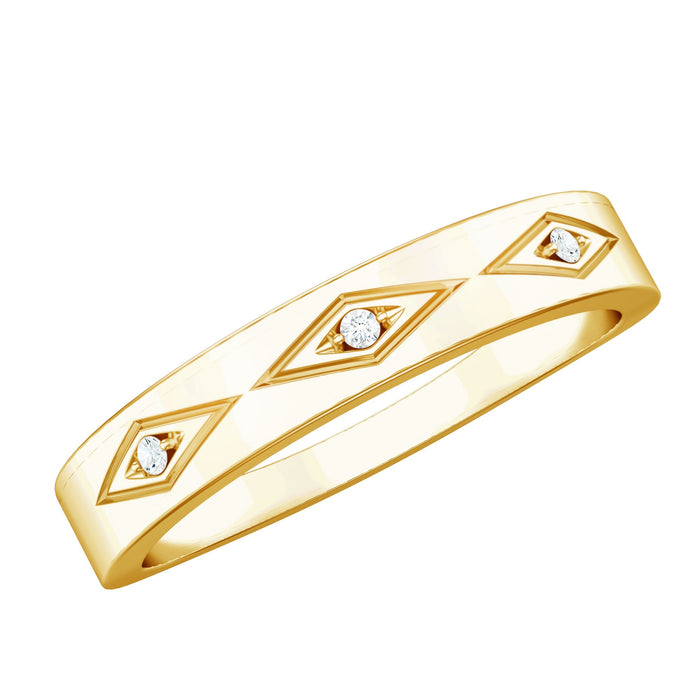 Certified Three Diamond Wedding Band ring by Rosec Jewels featuring three sparkling diamonds set in a classic band.